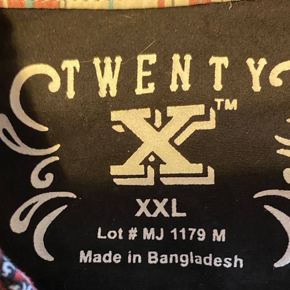 Twenty X Black red print  western Graphic long sleeve snap shirt XXL